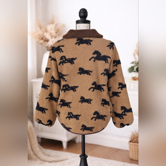 The Great. The Pasture Jacket Women Size 0 Horses Zip Up Sherpa XS Rare - Picture 7 of 8